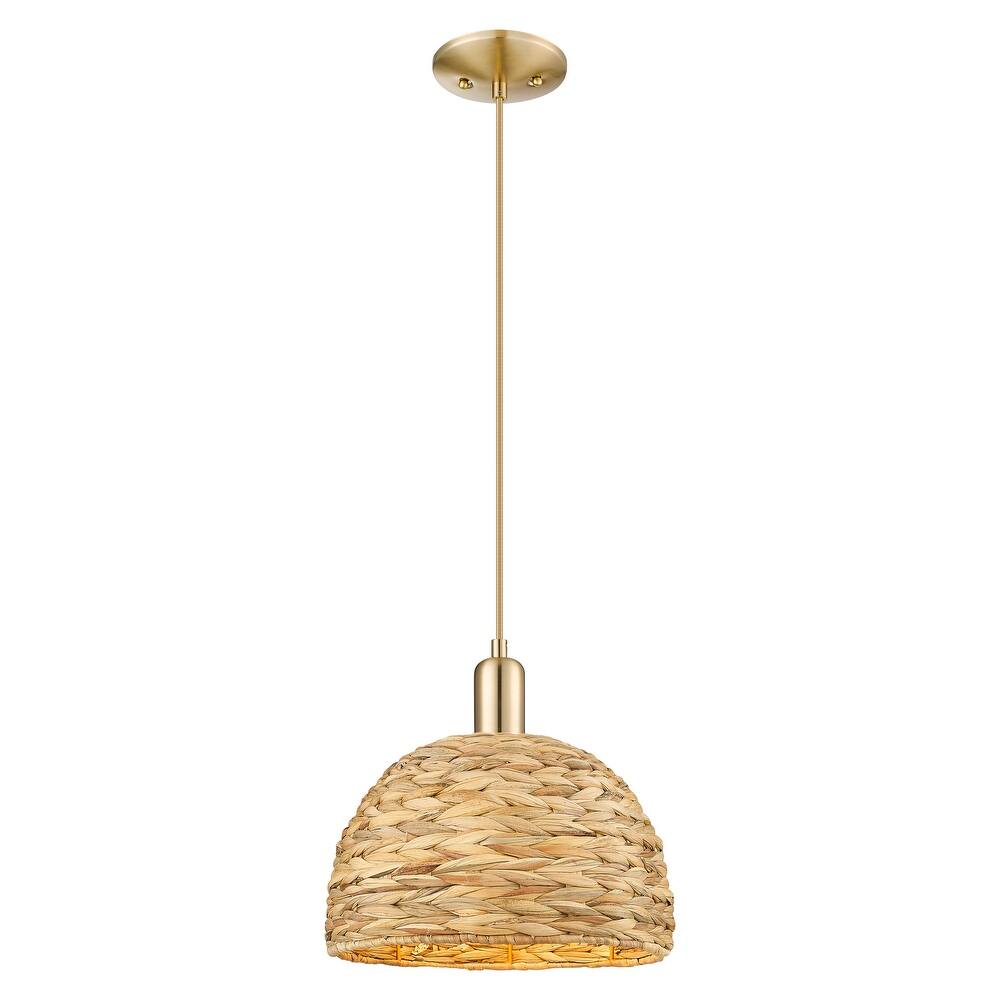 Innovations Lighting Endless Possibilities Arcadia - Woven Rattan - 1 Light 12" Cord Hung Mini Pendant