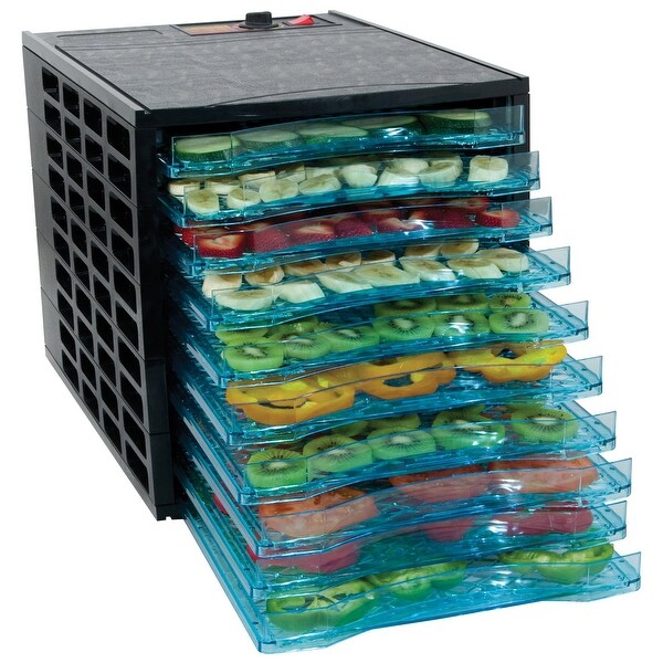 Della Deluxe Electric Food Dehydrator, Fruit Meat Sausage, 10-Trays, 850-Watt, Black