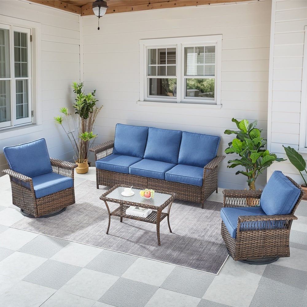 Gymojoy Outdoor Patio Sofa with Rokicng Chair Table