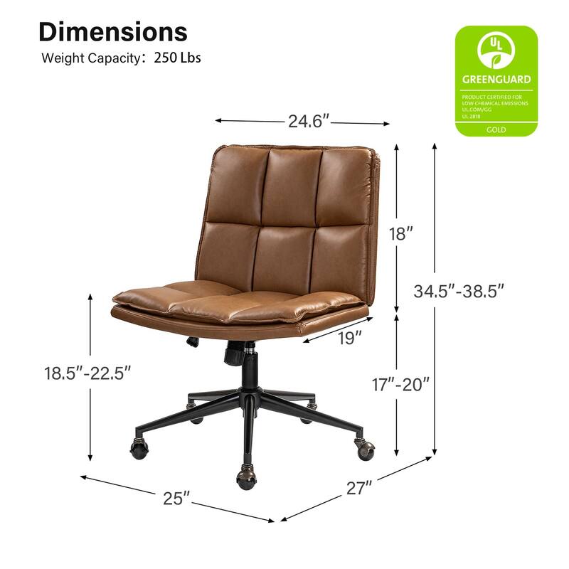 Judy Mid-century Modern Oversize Faux Leather Swivel Tilting Task Office Chair By HULALAHOME
