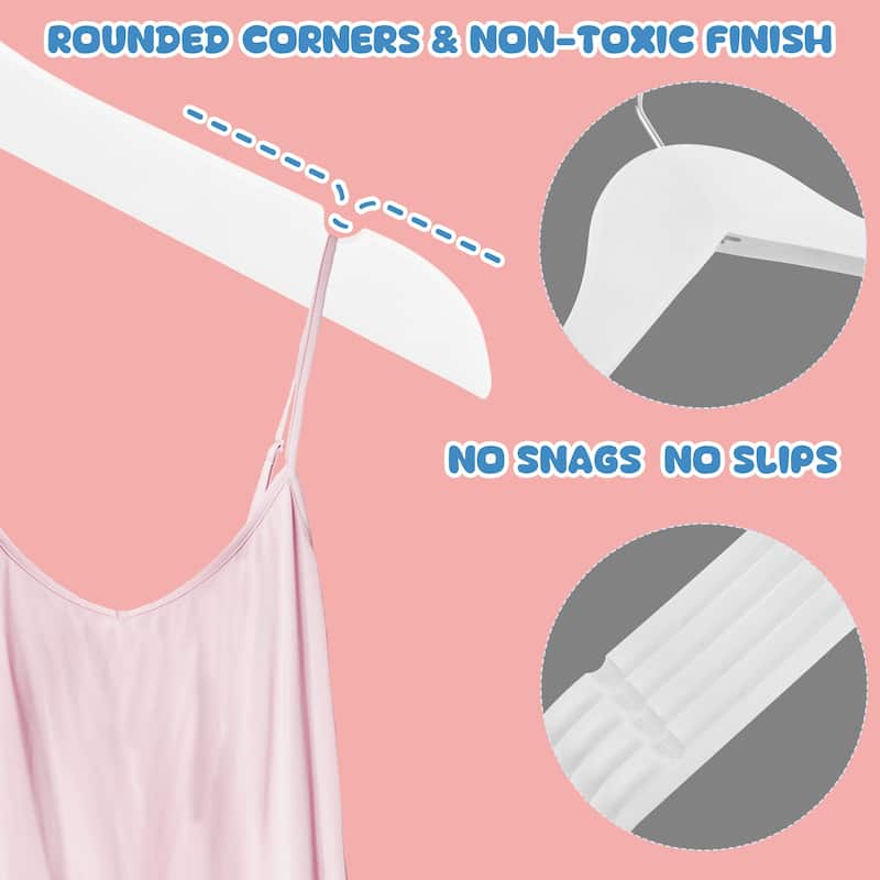 BP4U Kids Wooden Hangers, Wood Top Clothes Hangers for Baby, Newborns, Toddlers & Children's Shirts, Coats, Dresses