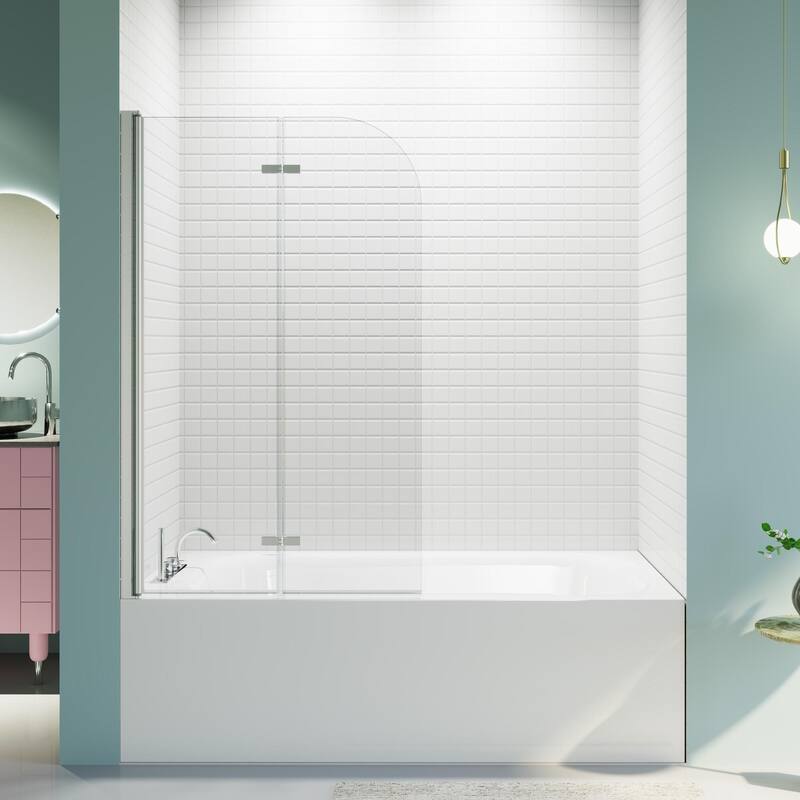 34"W x 58"H Frameless Folding Pivot Tub Door