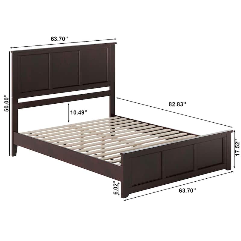 Charlotte Solid Wood Low Profile Platform Bed with Matching Footboard