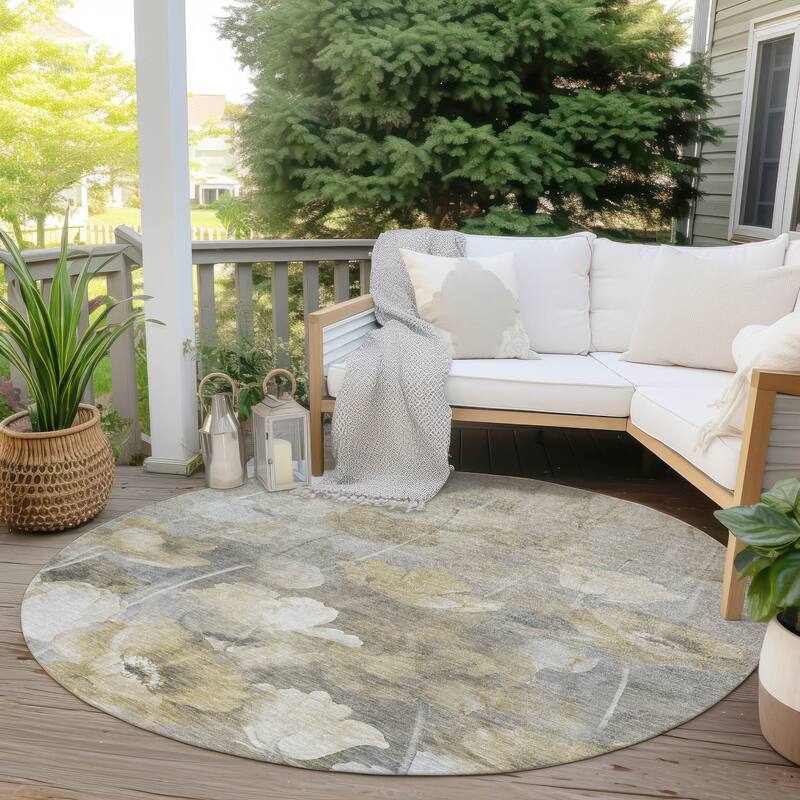 Machine Washable Indoor/ Outdoor Chantille Modern Floral Rug