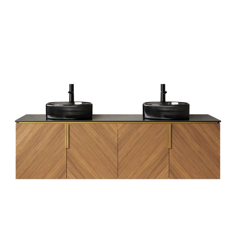 Wall-Mounted Bathroom Vanity with Round Ceramic Sink