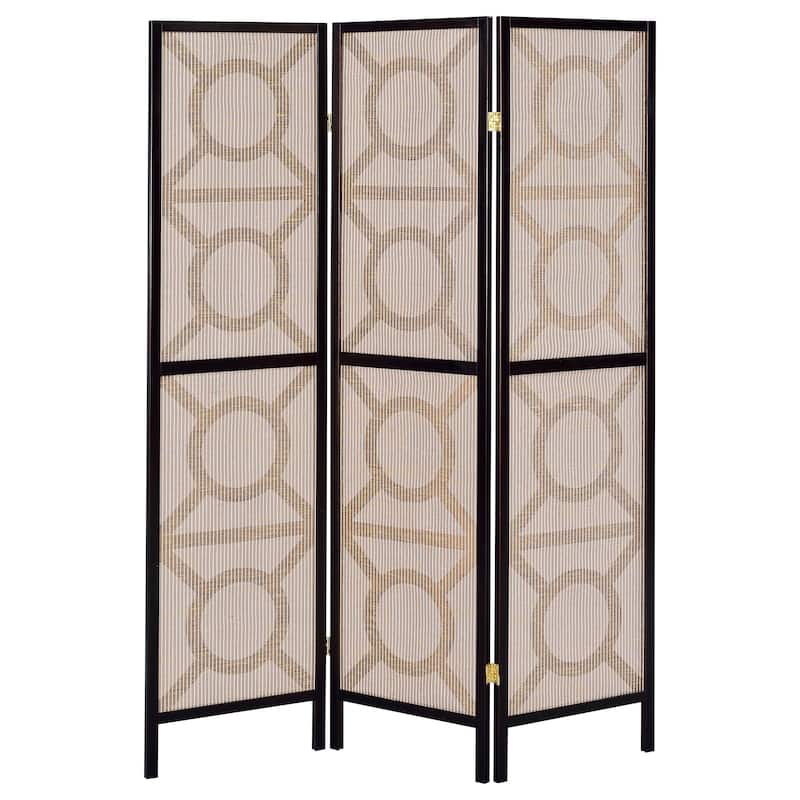 Vulcan Tan and Cappuccino 3-panel Geometric Folding Screen