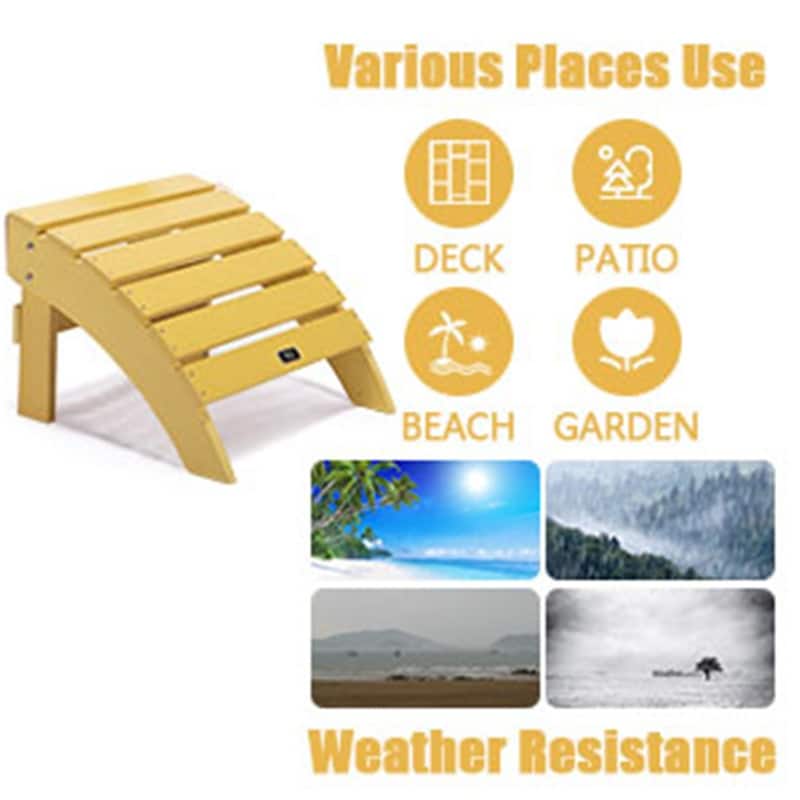 Adirondack Ottoman Footstool All-Weather and Fade-Resistant Plastic Wood for Outdoor Patio