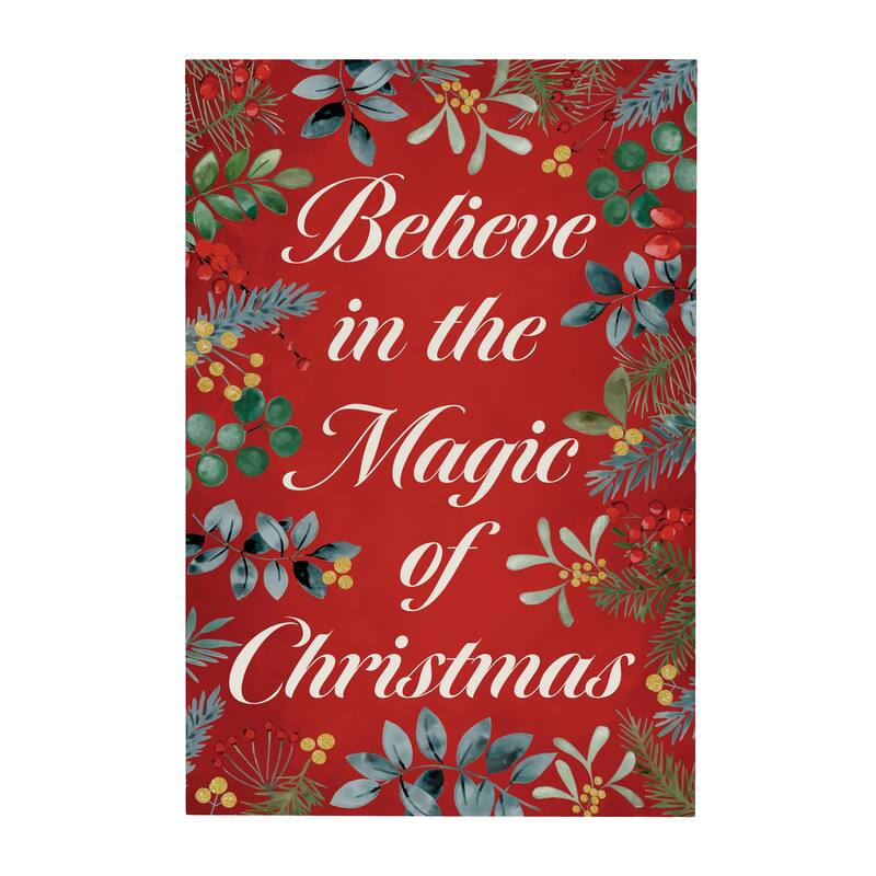 Festive Foliage Wall Decor, "Believe In The Magic of Christmas" - 16"x24"