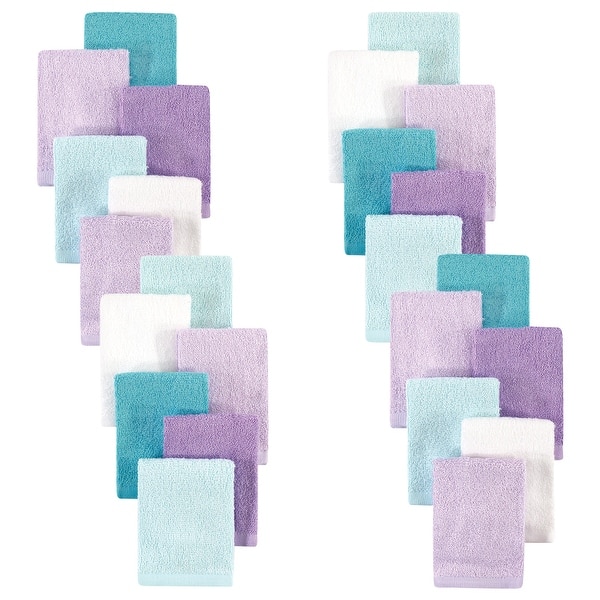 slide 1 of 1, Hudson Baby Infant Girl 24Pc Rayon from Bamboo Woven Washcloths, Purple Mint, One Size - Purple Mint - One Size One Size - Purple Mint