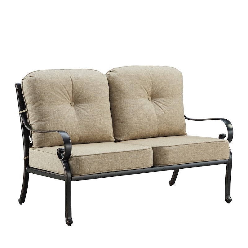 Black Aluminum Deep Seating Deep Seating Loveseat with Cushions
