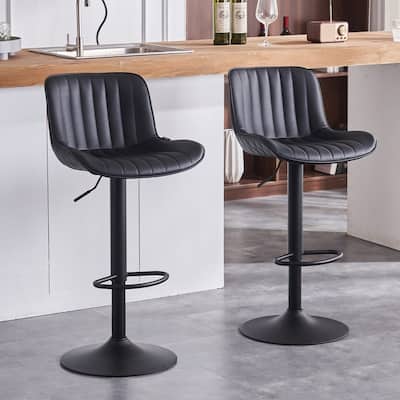 Bar Stools Set of 2, Counter Height Barstools with Back, Leather Bar Chair for Kitchen island