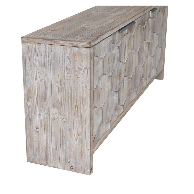 3 Door Sideboard Cabinet, Freestanding Wooden Storage Cabinet, Accent Cabinet with Adjustable Shelves for Living Room, Entryway