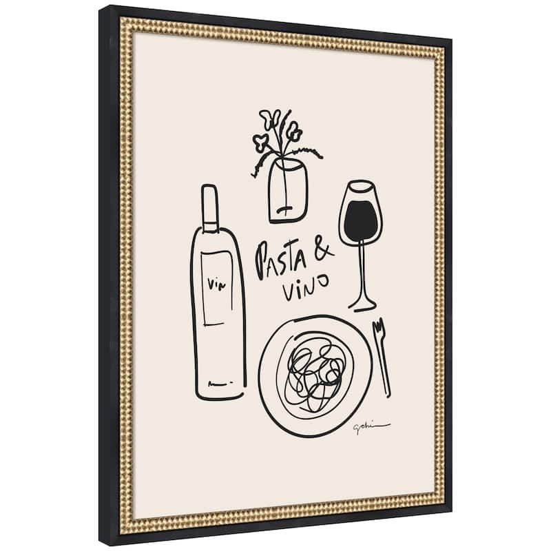 Kate and Laurel Pasta and Vino by Gabrielly Guedes Framed Wall Art Print