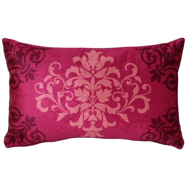 Velvet Damask Throw Pillow - Rose