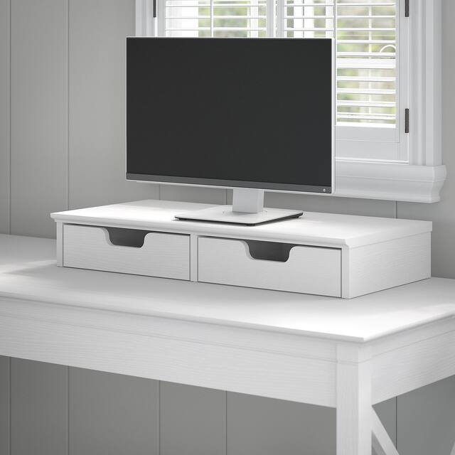Key West Desktop Organizer with Drawers by Bush Furniture - Pure White Oak