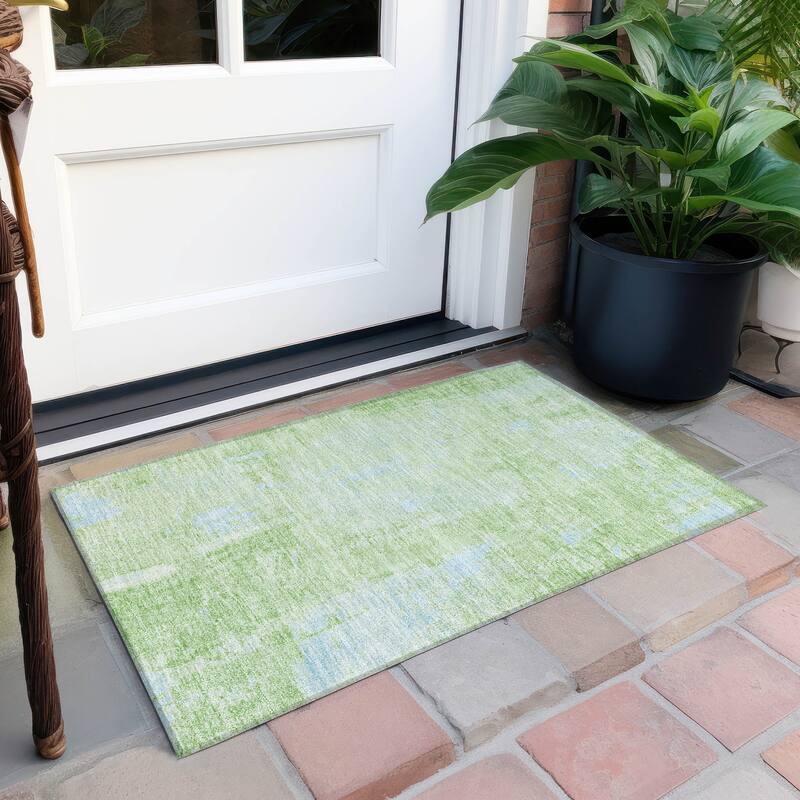 Machine Washable Indoor/ Outdoor Abstract Imprints Chantille Rug