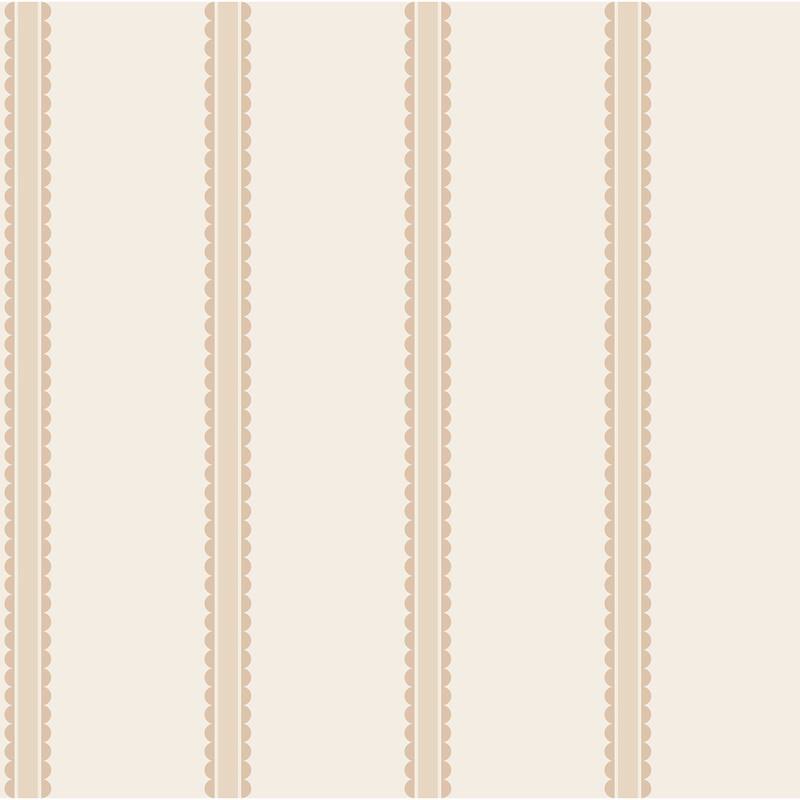 Advantage Bobbin Stripe Light Brown Scalloped Wallpaper