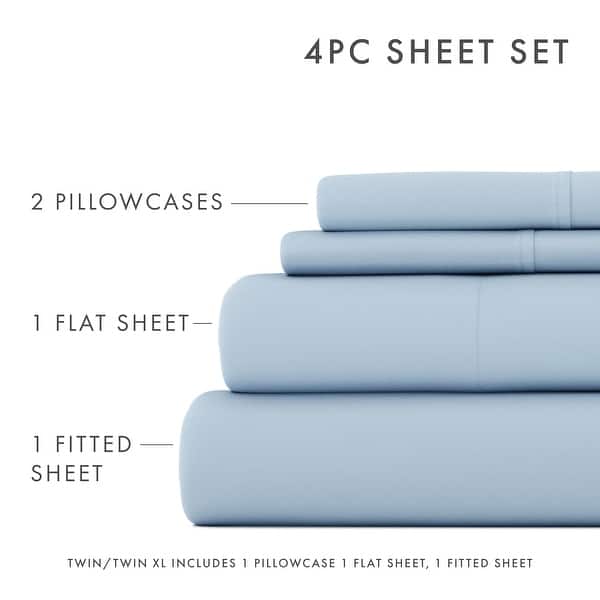Becky Cameron Ultra-Soft Deep Pocket 4 Piece Bed Sheet Set - Queen - Light Blue