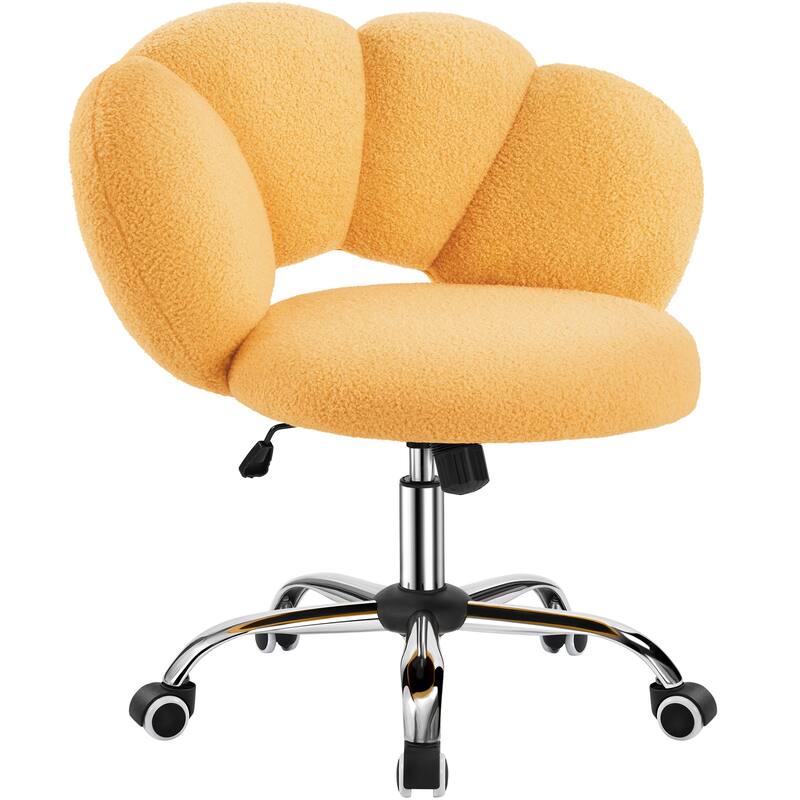 Yaheetech Upholstered Desk Chair Rolling Computer Chair with Cloud-shaped Backrest