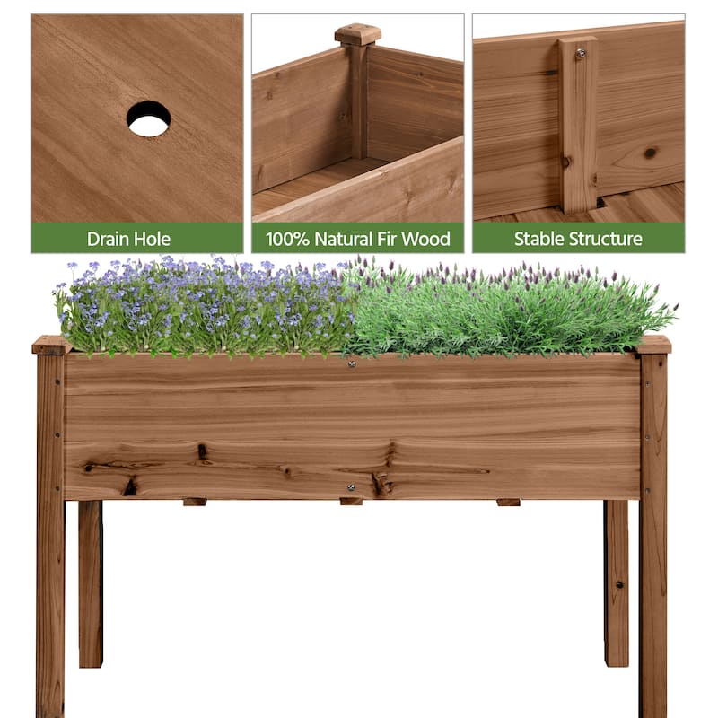 Yaheetech Raised Wooden Garden Bed Flower Boxes and Vegetable Planter