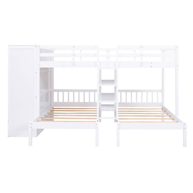 Bunk Bed with Shelves, Wardrobe and Mirror