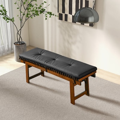 Lucia Bench in Black PU Leather