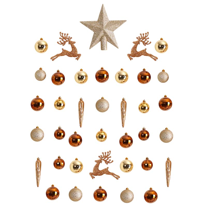 Holiday Christmas 40 Count Lux Shatterproof Ornament Set - 3