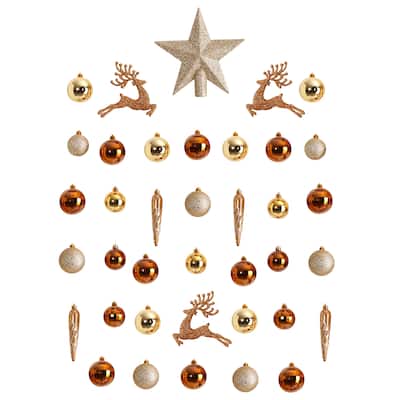 Holiday Christmas 40 Count Lux Shatterproof Ornament Set - 3