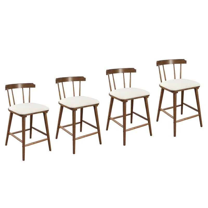 Roomfitters Olivia Indoor Windsor Style Counter Stools with Cushion, Walnut Finish