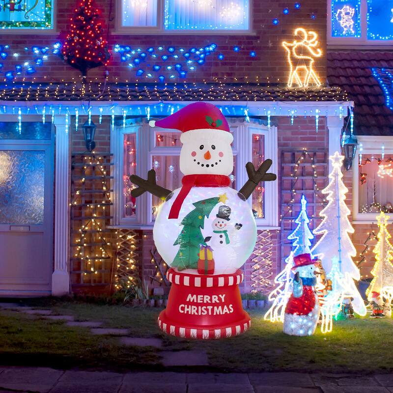 Glitzhome 8FT Lighted inflatable Snowman Globe Scene Decor - 8FT