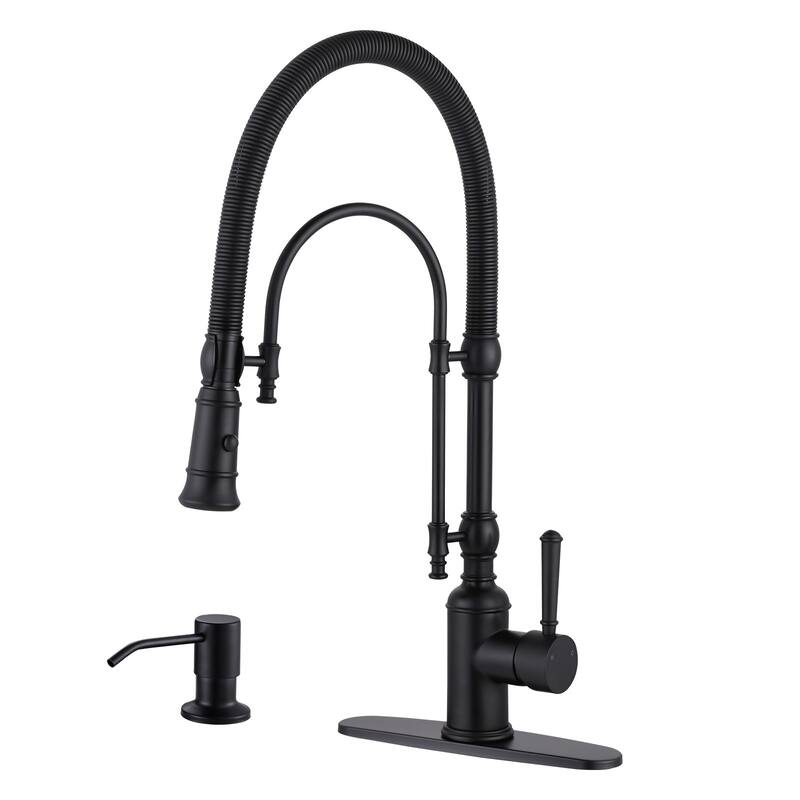 WOWOW Single Handle Gooseneck Pull Down Sprayer Kitchen Faucet