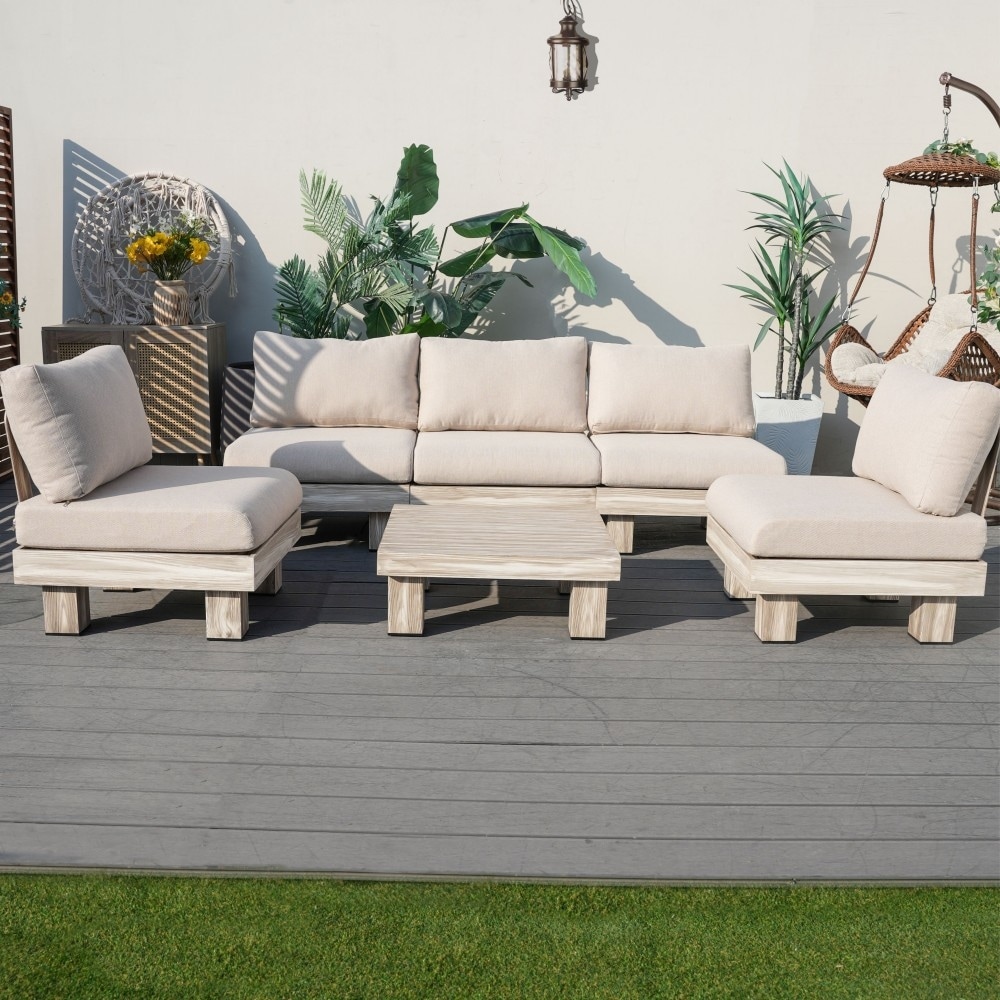 Patio Aluminum Outdoor Modular Sofa Set with Coffee Table（5 Sizes）