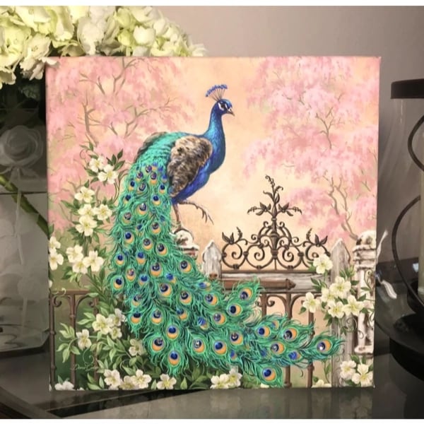 10" x 10" Green and Blue Jewel of The Garden Embellished Pizazz Wall Art - N/A