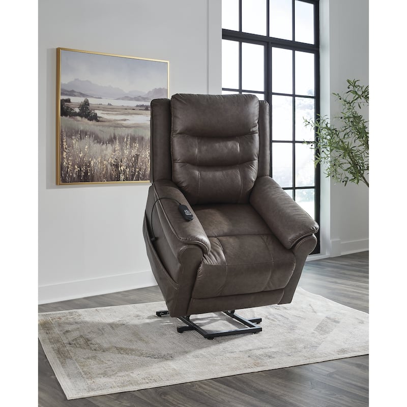 Signature Design by Ashley Oatman Dark Gray Power Lift Recliner