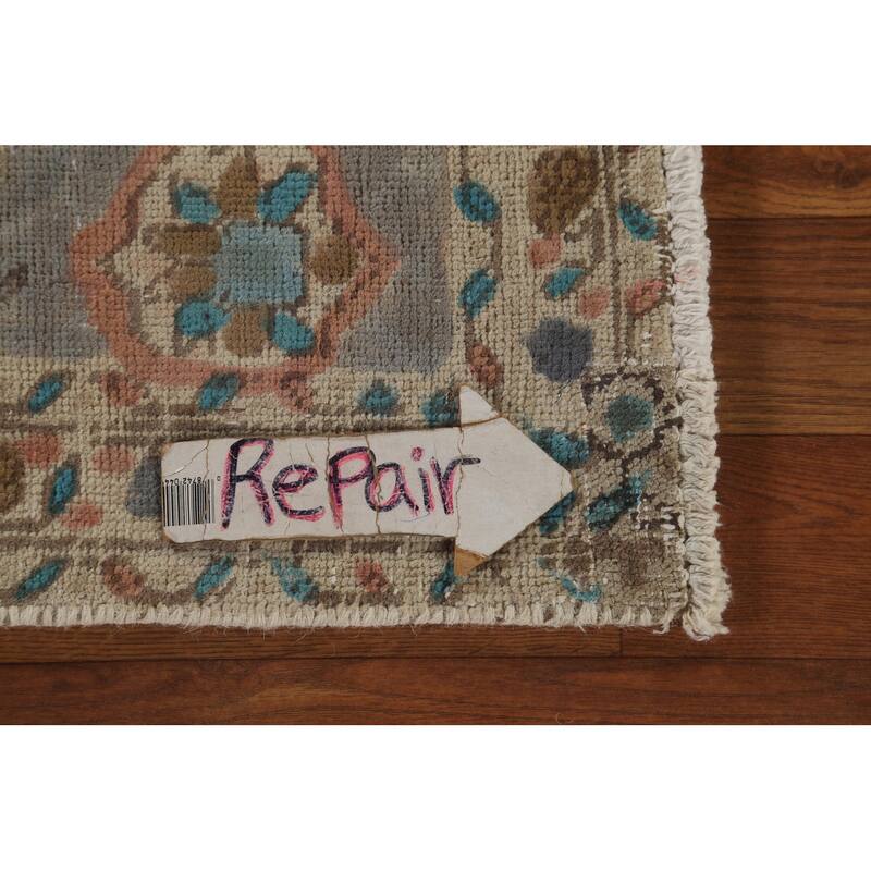 Blue Over-Dyed Tabriz Persian Vintage Rug Hand-Knotted Wool Carpet - 6'9"x 9'9"