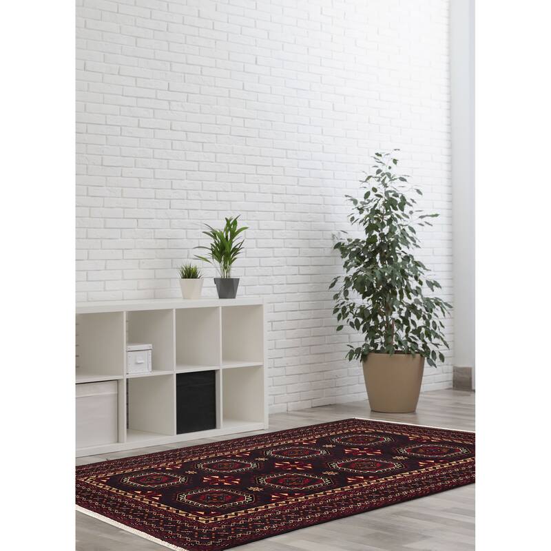 ECARPETGALLERY Hand-knotted Teimani Dark Burgundy Wool Rug - 3'3 x 5'10