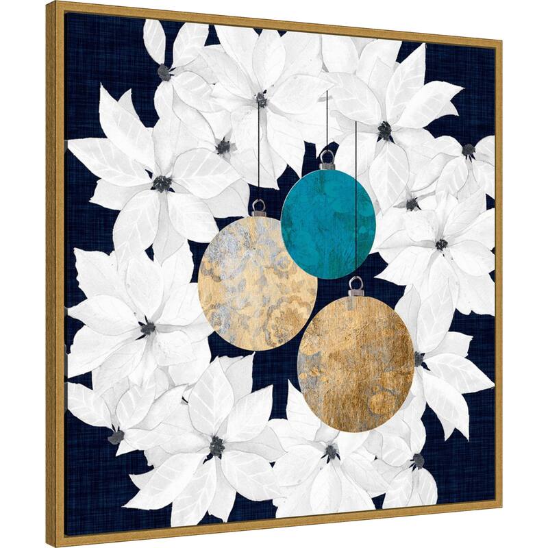 Blue Sophisticated Christmas III by Grace Popp Framed Canvas Wall Art Print
