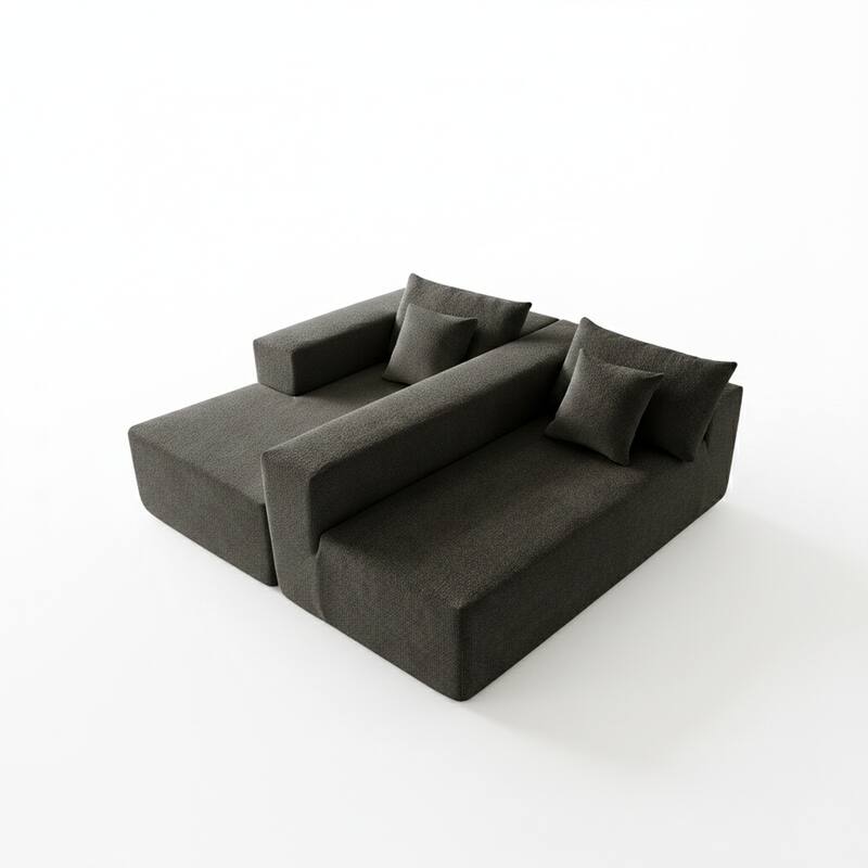 103.54" L-Shaped Modern High-Density Sponge Velvet Modular Sectional Sofa with Chaise & Pillows