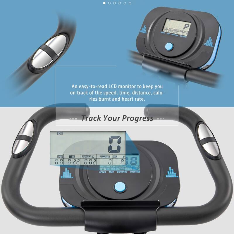 Upright Folding Exercise X-Bike with 16-Level Adjustable Resistance