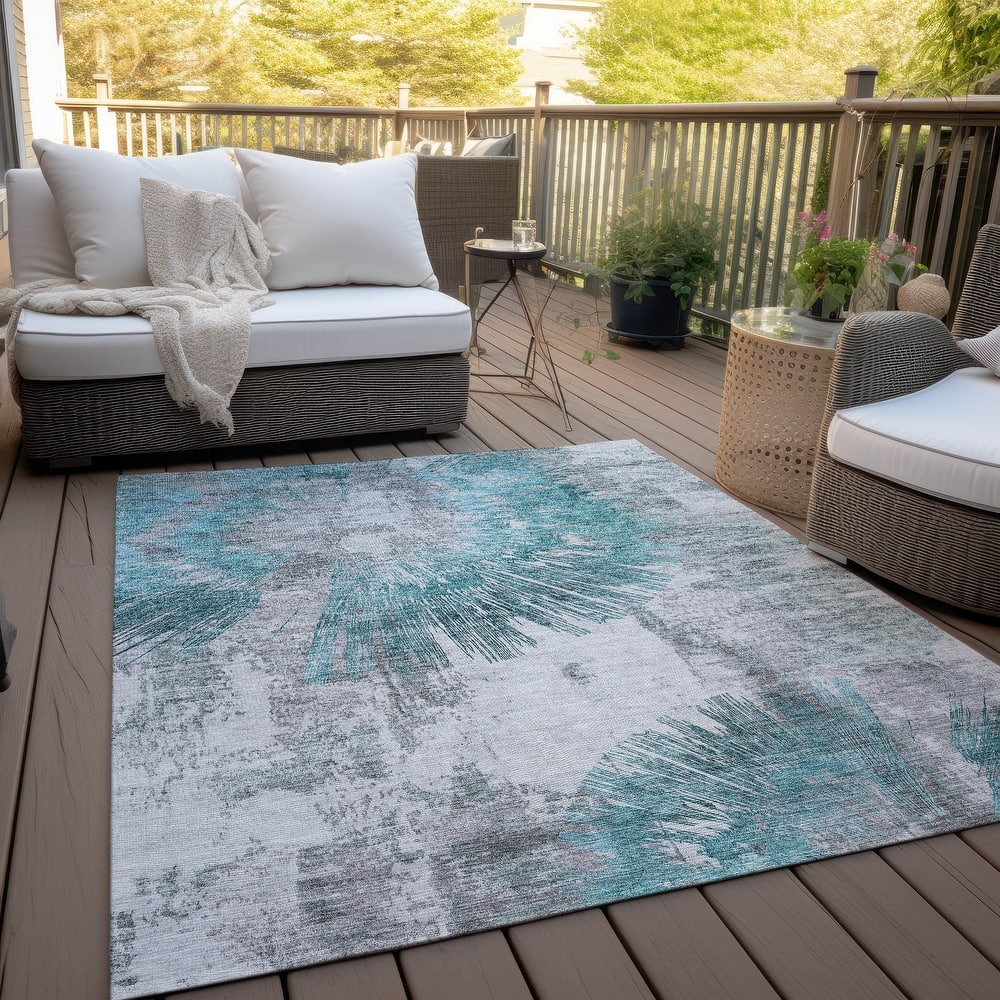 Machine Washable Indoor/ Outdoor Chantille Contemporary Starburst Rug