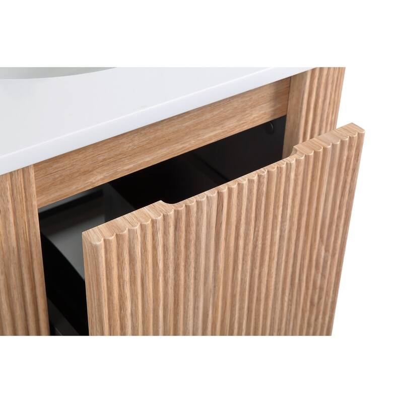 Wall Mounted Bathroom Vanity with Sink Curved Design