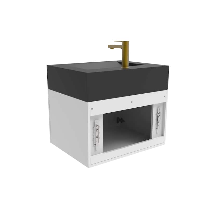 Nile 24-Inch Wall Mounted Bathroom Vanity Set w/ Black Top