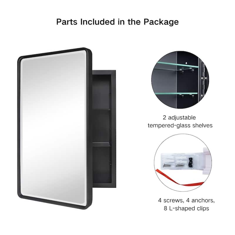 TEHOME Farmhouse Recessed Metal Bathroom Medicine Cabinets with Mirror