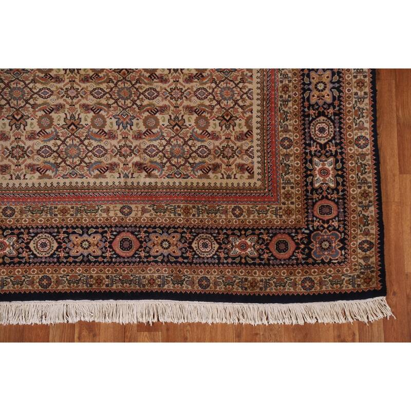 Hand Knotted Oriental 100% Wool Carpet Traditional Medallion Beige & Ivories Bidjar Area Rug - 9' 0'' X 5' 11''