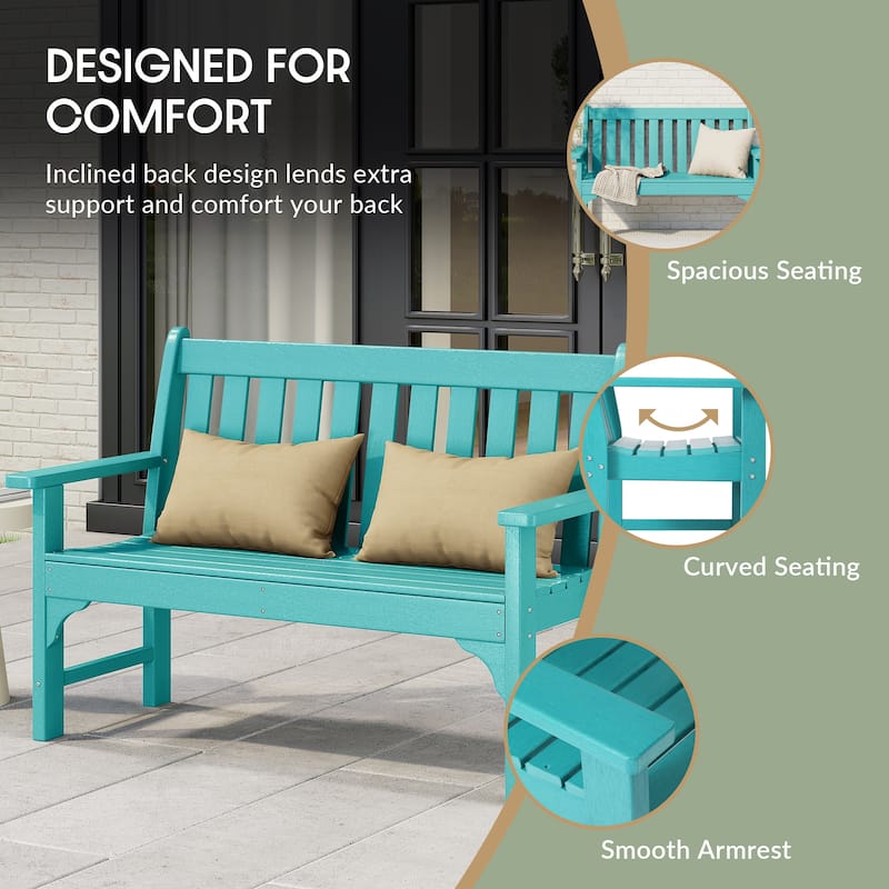 Polytrends Laguna 51" Outdoor Patio 2-Person Garden Bench