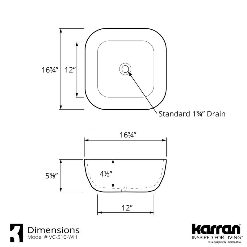 Karran Valera 17" Vitreous China Vessel Bathroom Sink in White