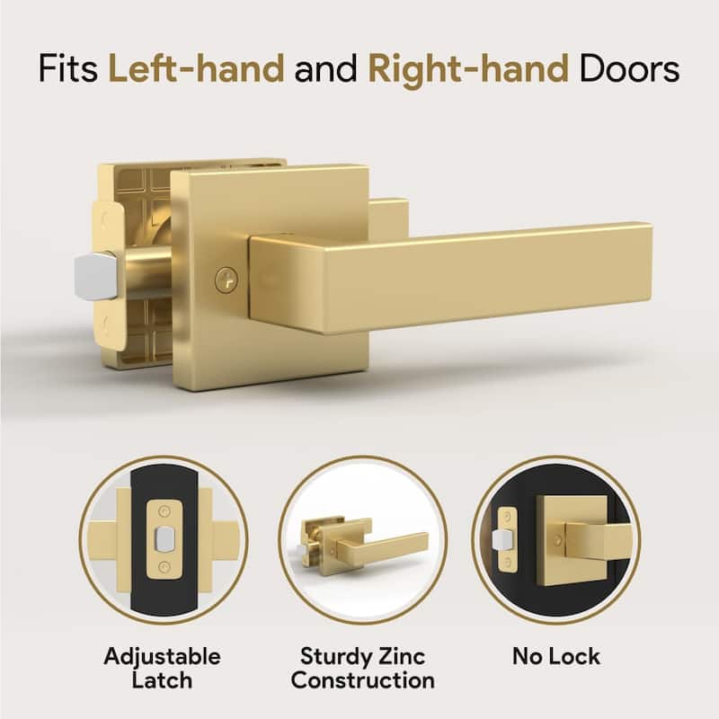 Mega Handles ROBELL Passage Lever Door Lock | Reversible Keyless Interior Door Handle for Hallway, Closet and Bathroom Doors