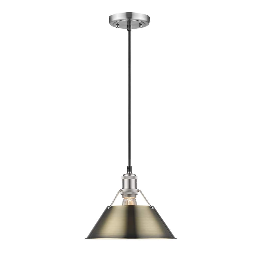 Orwell 10" Wide Medium Pendant in Pewter with Aged Brass - Silver