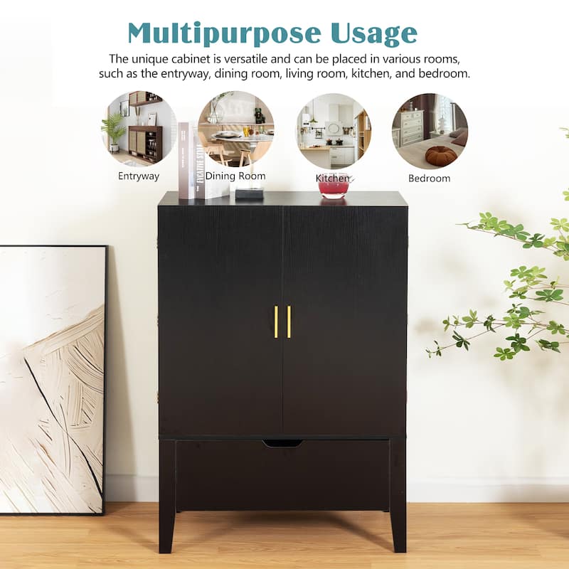 Bar Cabinet,Wine Bar Cabinet,Liquor Credenza,Sideboard with Wine Racks & Stemware Holder,Wine glass holder,Metal handle