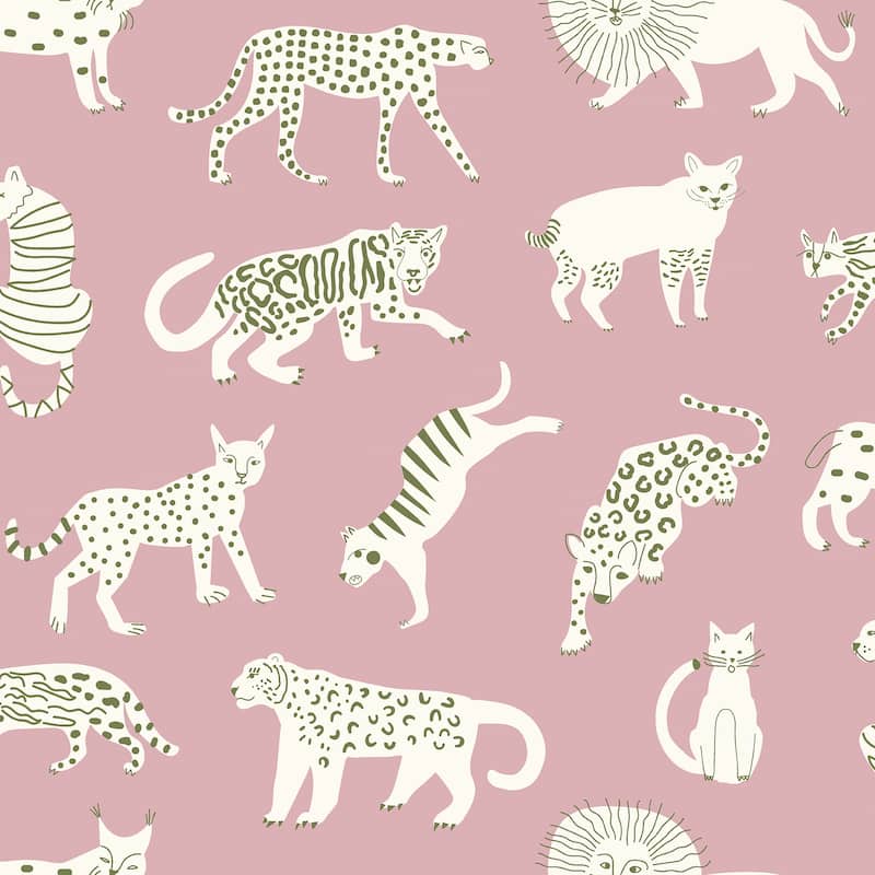 Leah Duncan Pink Kitty Kitty Peel & Stick Wallpaper